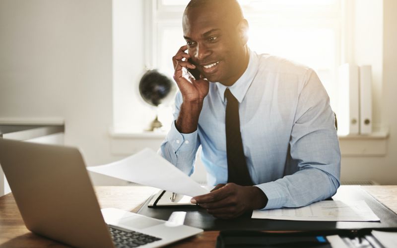 Accountant working in his office